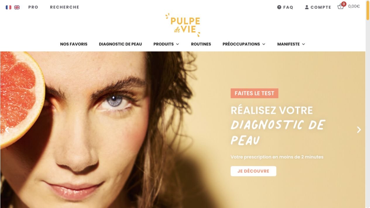 Aperçu du site web Pulpe de Vie